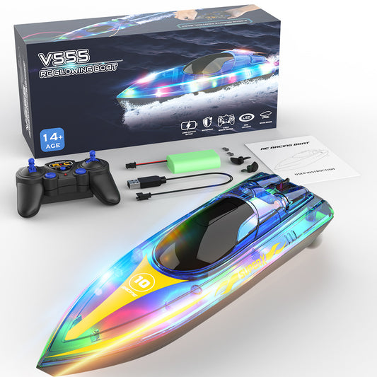 "Luminous High-Speed RC Speedboat – LED Lights"