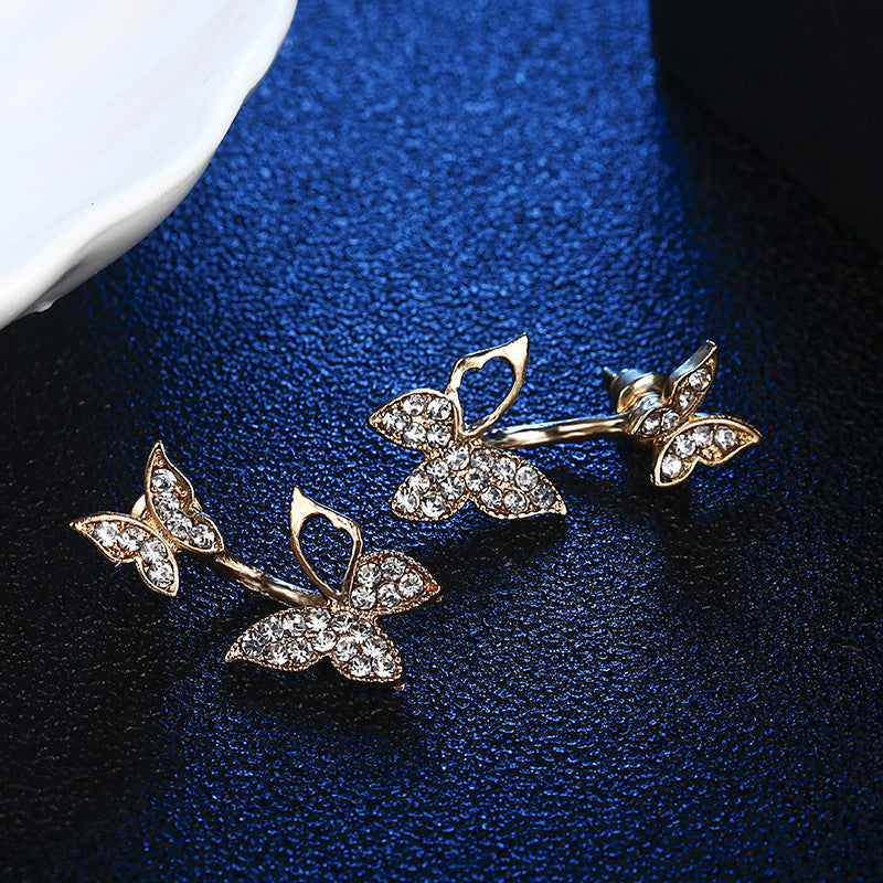 Zircon Hollow Full Diamond Butterfly Earrings