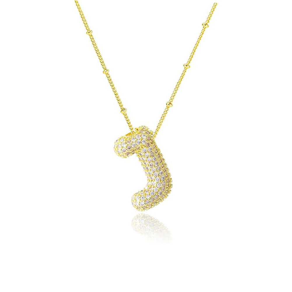 "Letter Pendant Bubble Necklace – Graceful 26 English Alphabet Charm Jewelry for Women"