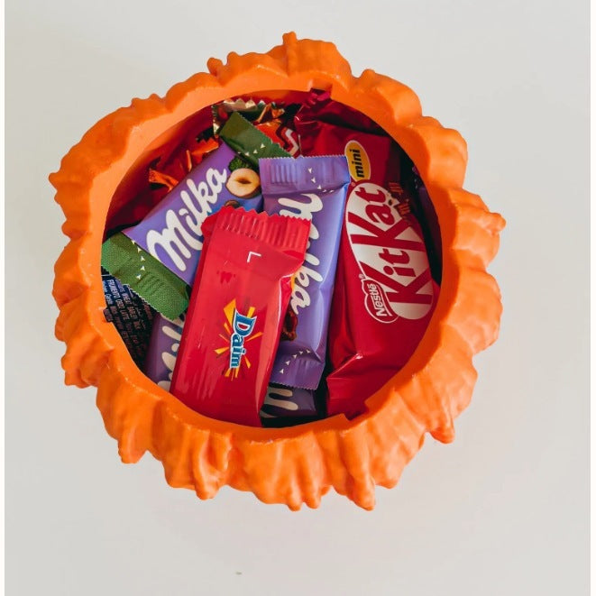 "Melting Halloween Pumpkin Candy Bowl with Lid – Reusable Spooky Candy Dish for Halloween Decor"