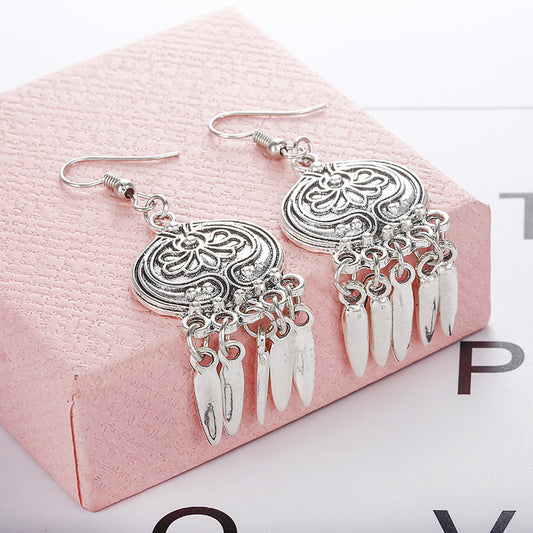 Vintage Style Ancient Anemone Tassel Earrings