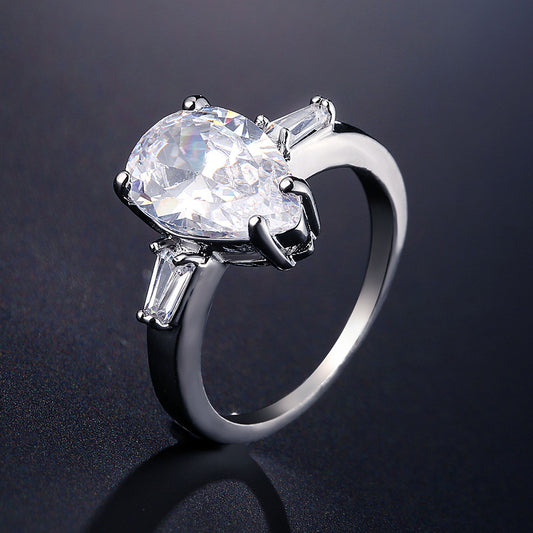 European And American Water Drop Zircon Ring Affordable Luxury Fashion Exquisite