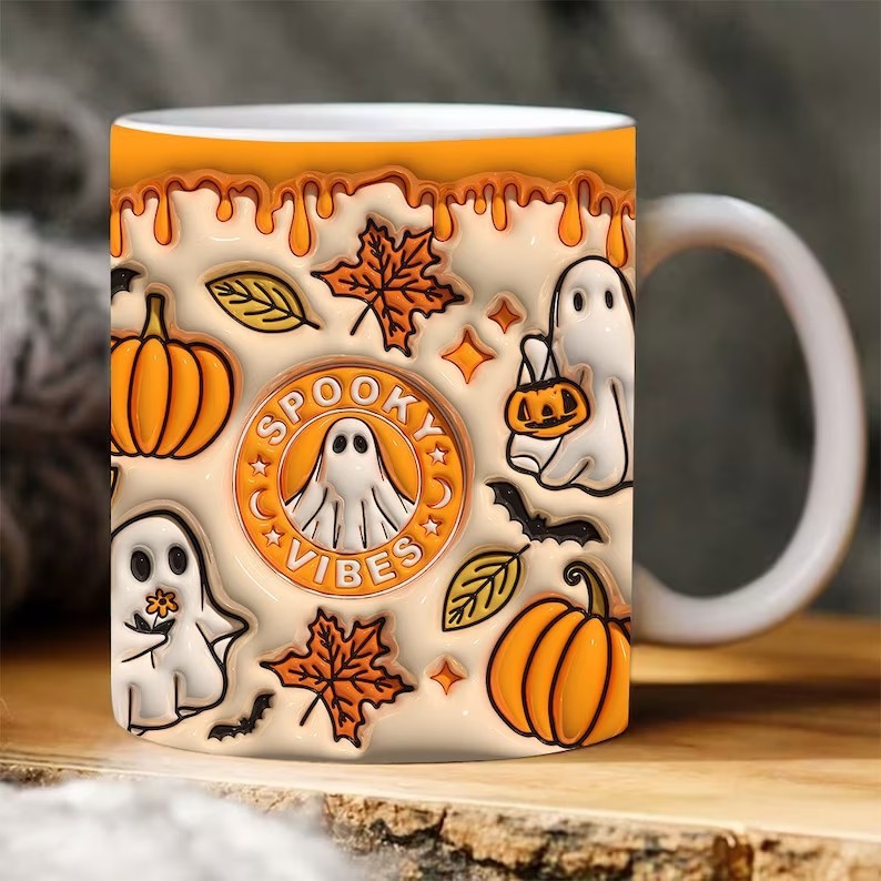 "Halloween Pumpkin Ceramic Coffee Mug – Festive and Spooky Pumpkin-Themed Mug for Hot Beverages, Perfect for Fall and Halloween Celebrations"