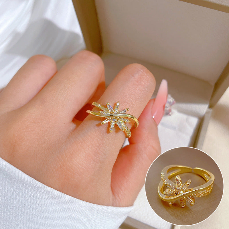 "Elegant High-Grade Zircon Ring for Women – Adjustable & Luxurious Design"