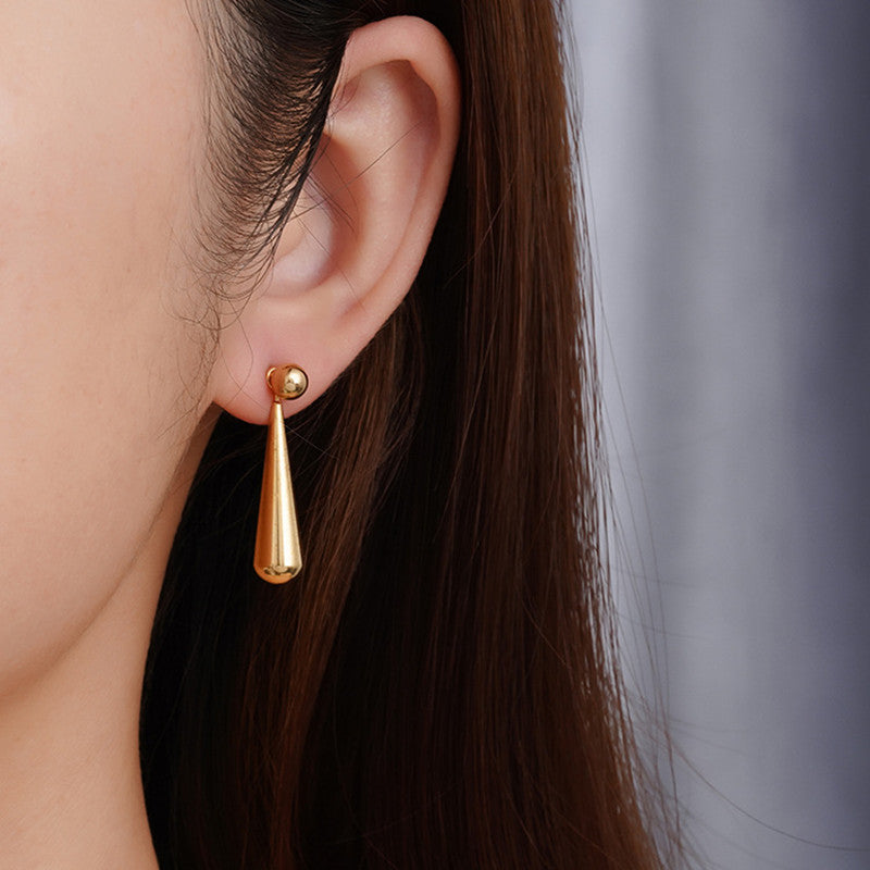 "Minimalist Dual-Wear Long Water Drop Ear Studs – Elegant Versatility for Any Occasion"