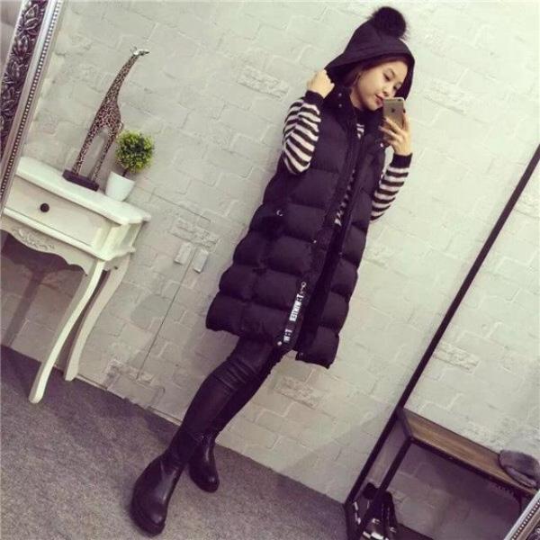 "Women's Mid-Length Down Cotton Vest – Cozy & Stylish Layered Coat"