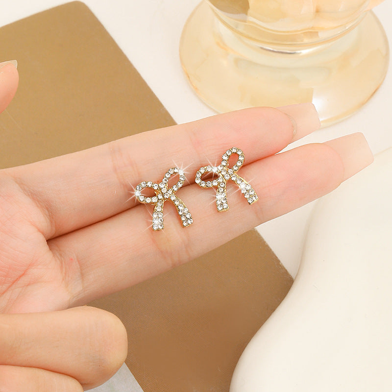 S925 Exquisite Women's Simple Full Diamond Cross Stud Earrings