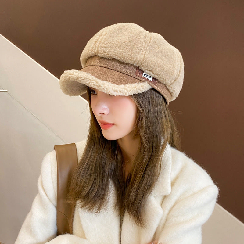 "Autumn & Winter Woolen Thick Warm Peaked Cap – Cozy Fashion for Cold Weather"