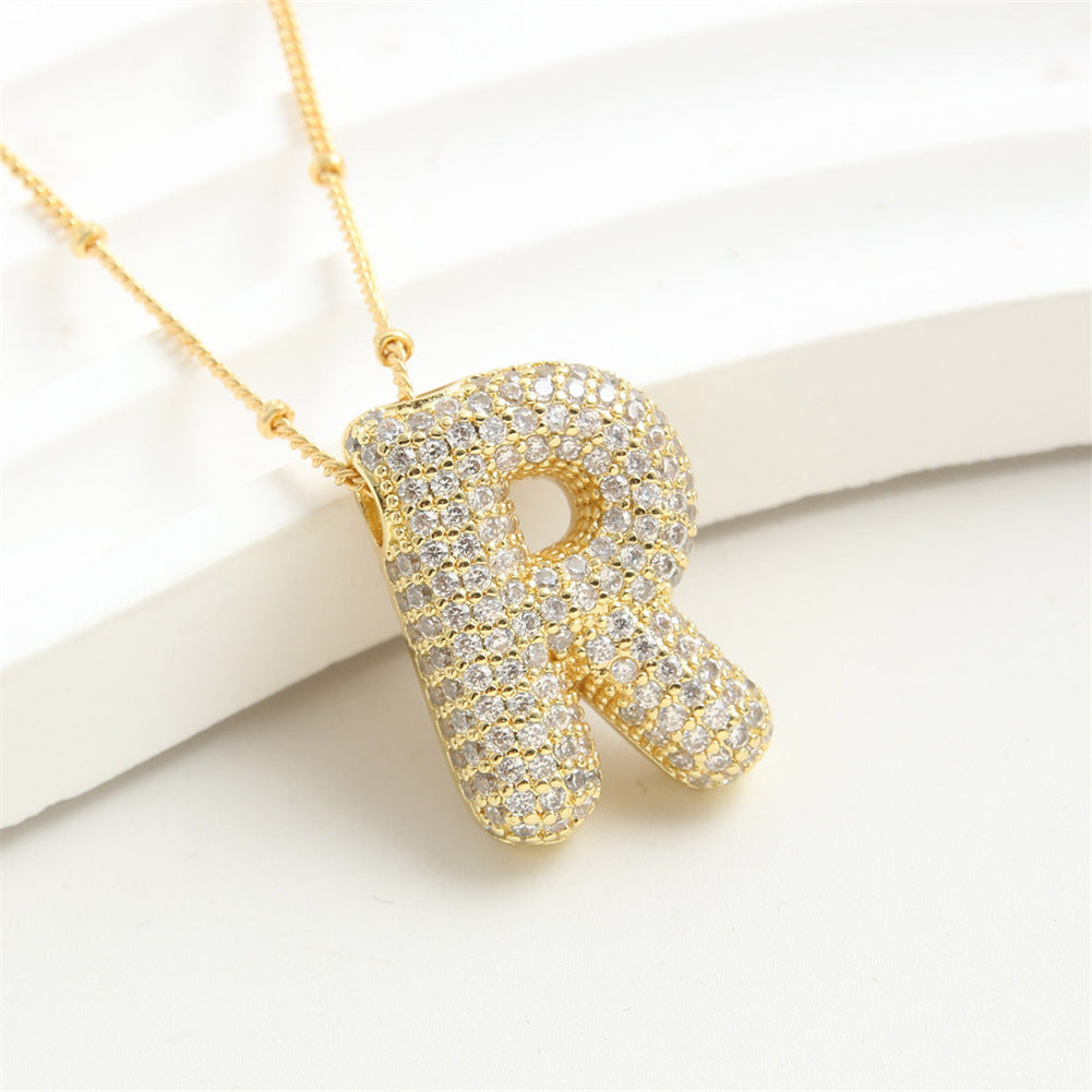 "Letter Pendant Bubble Necklace – Graceful 26 English Alphabet Charm Jewelry for Women"