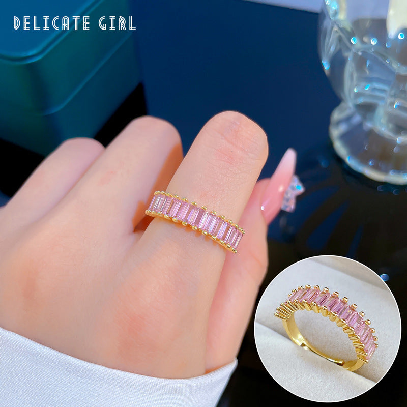 "Elegant High-Grade Zircon Ring for Women – Adjustable & Luxurious Design"