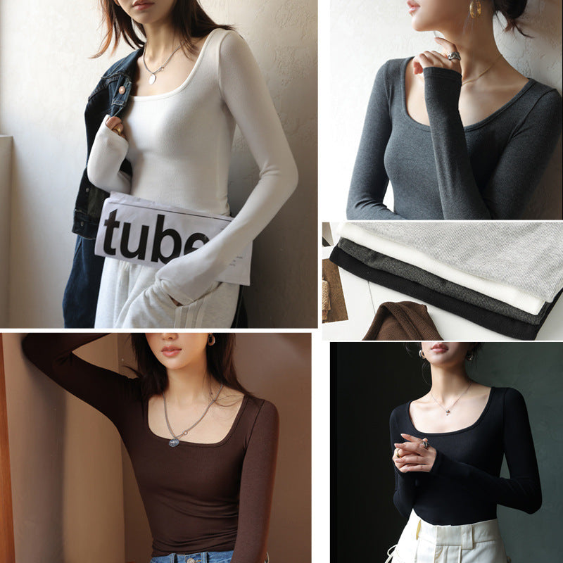 "Korean Slim Fit Long Sleeve Top – Stylish Inner Wear for a Flawless Look"