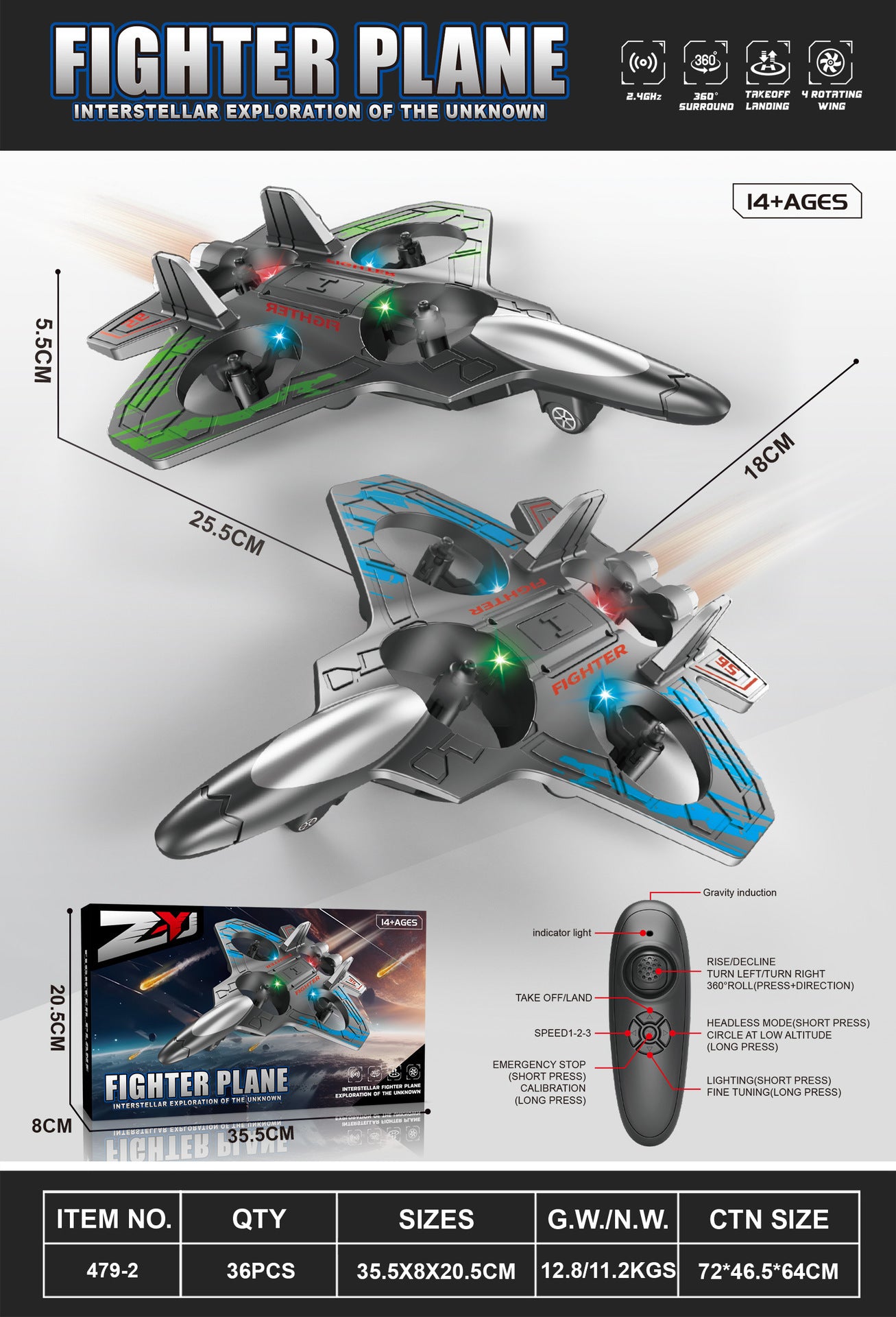 "Drop-Resistant Foam Glider Drone – LED Four-Axis UAV Aircraft"