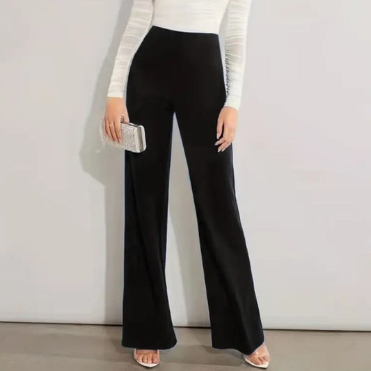 "High Waist Slimming Casual Solid Color Straight-Leg Trousers – Four Seasons Stretch for Effortless Style"