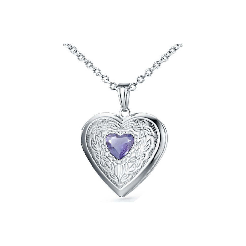 "12th Month Birthday Zircon Stainless Steel Necklace – Elegant Birthstone Jewelry for Women"