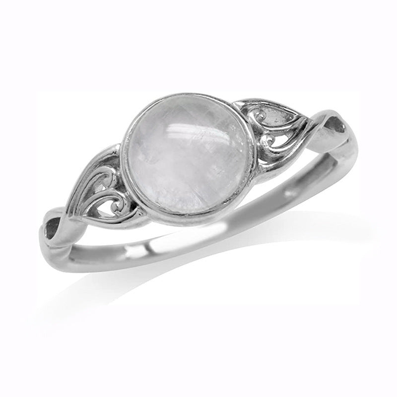 Fashion Geometry Pattern Creative Moonstone Ring