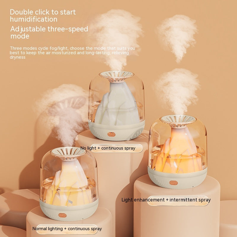 "Household Large Capacity Charging Humidifier: Flame Aroma Diffuser for a Relaxing Ambiance"