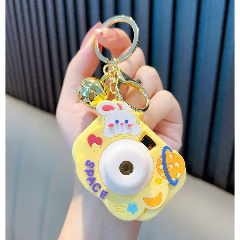 "Bunny Starry Sky Projection Camera-Shaped Keychain Pendant – Adorable and Magical Accessory"