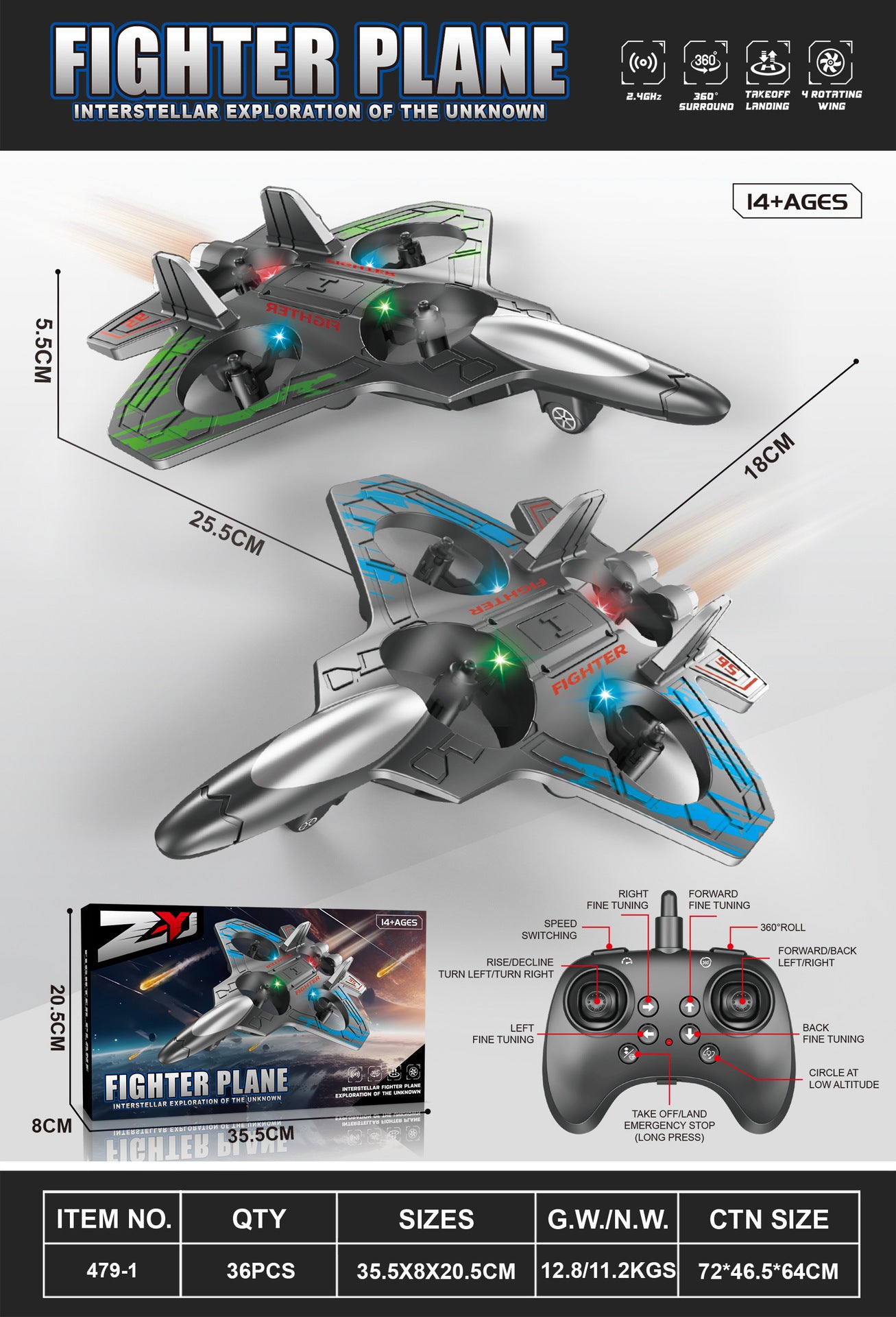 "Drop-Resistant Foam Glider Drone – LED Four-Axis UAV Aircraft"