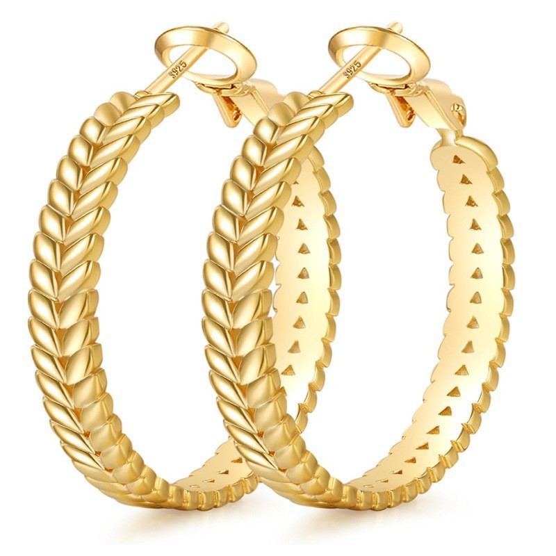 Thick Silver Earrings Wheat Ring Fashion