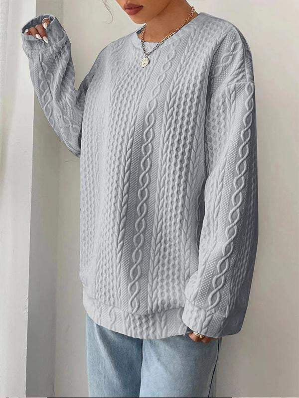 "Women's Casual & Comfortable Jacquard Round Neck Sweater – Effortless Style Meets Cozy Comfort"