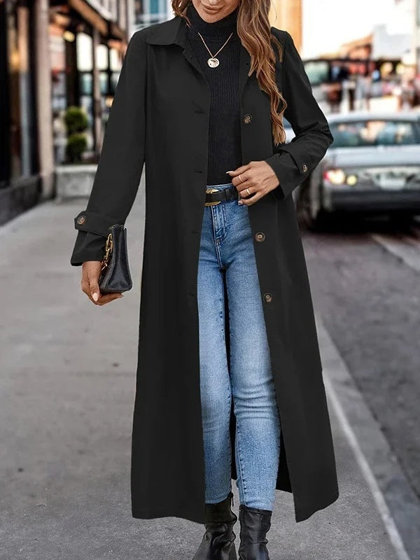 "Fashion Casual Gentle Button Long Trench Coat for Women"