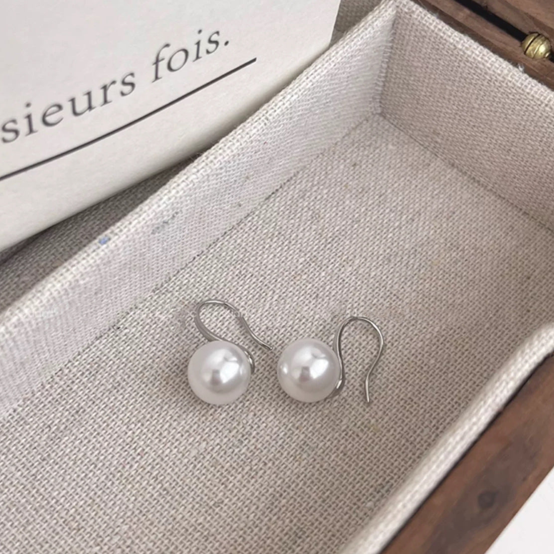 Sterling Silver Needle Japanese And Korean Pearl Earrings Non-piercing Ear Clip