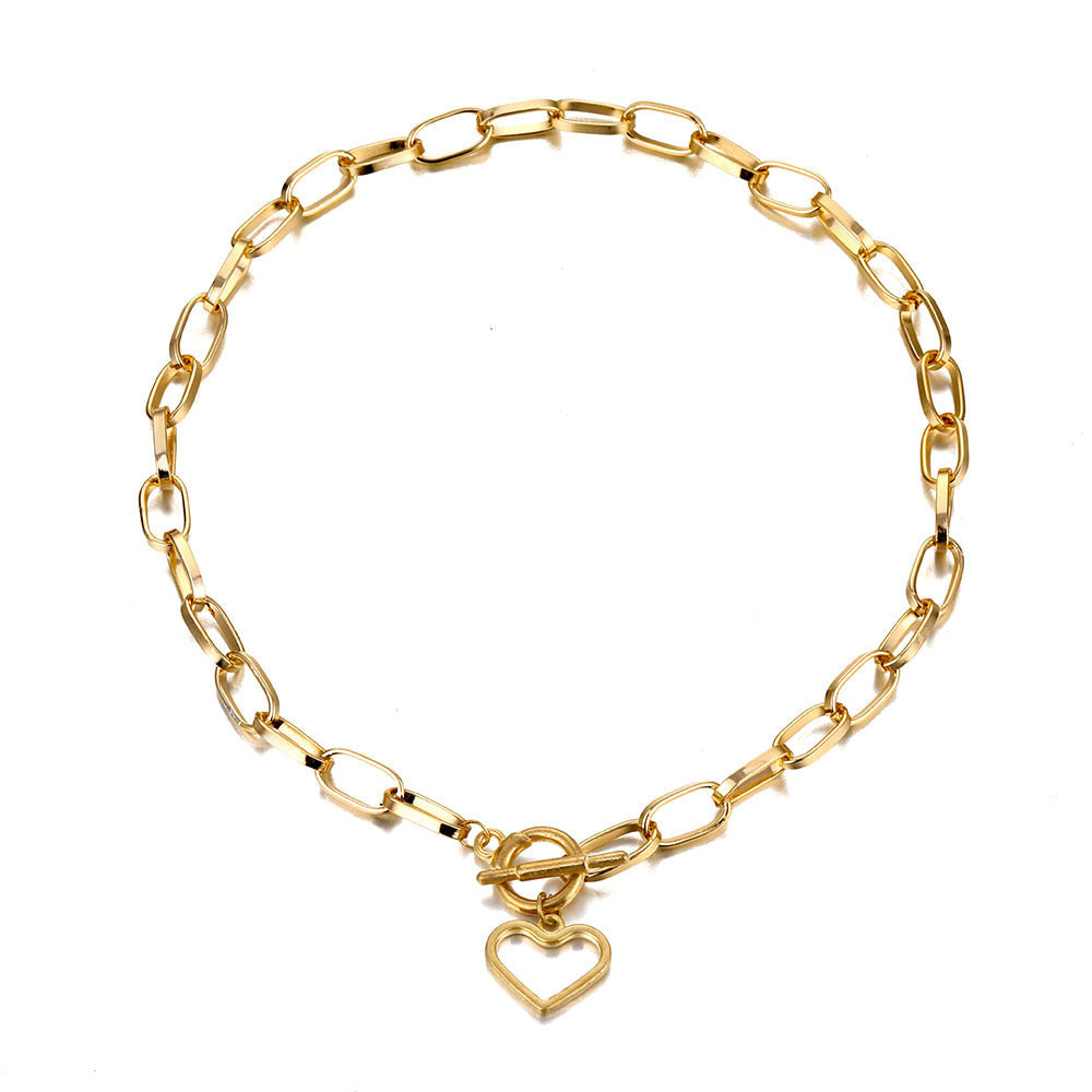 "Retro Hip Hop OT Buckle Love Necklace – Edgy Streetwear Statement Jewelry"