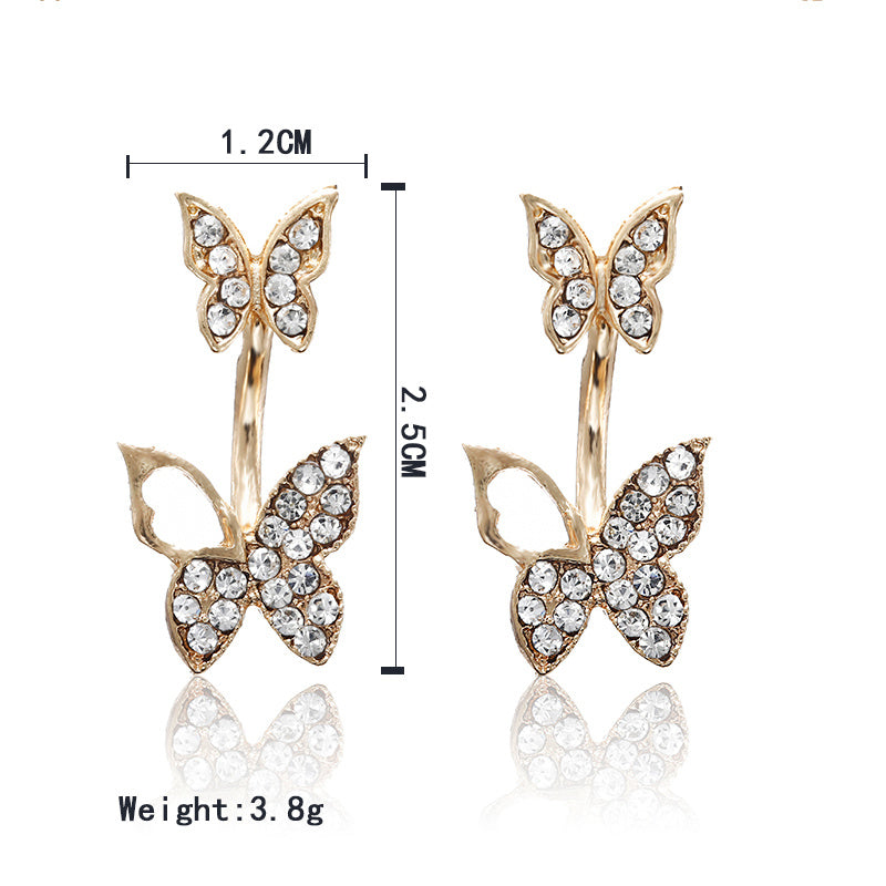 Zircon Hollow Full Diamond Butterfly Earrings