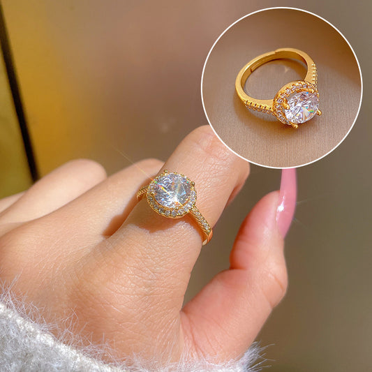 "Elegant High-Grade Zircon Ring for Women – Adjustable & Luxurious Design"