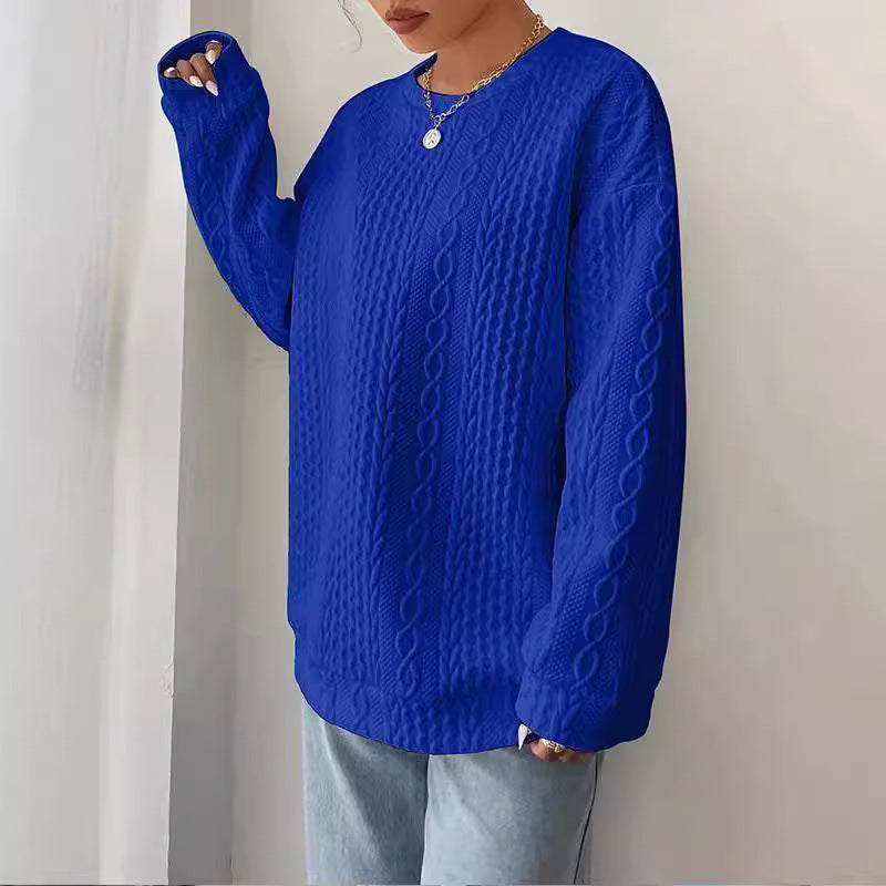 "Women's Casual & Comfortable Jacquard Round Neck Sweater – Effortless Style Meets Cozy Comfort"