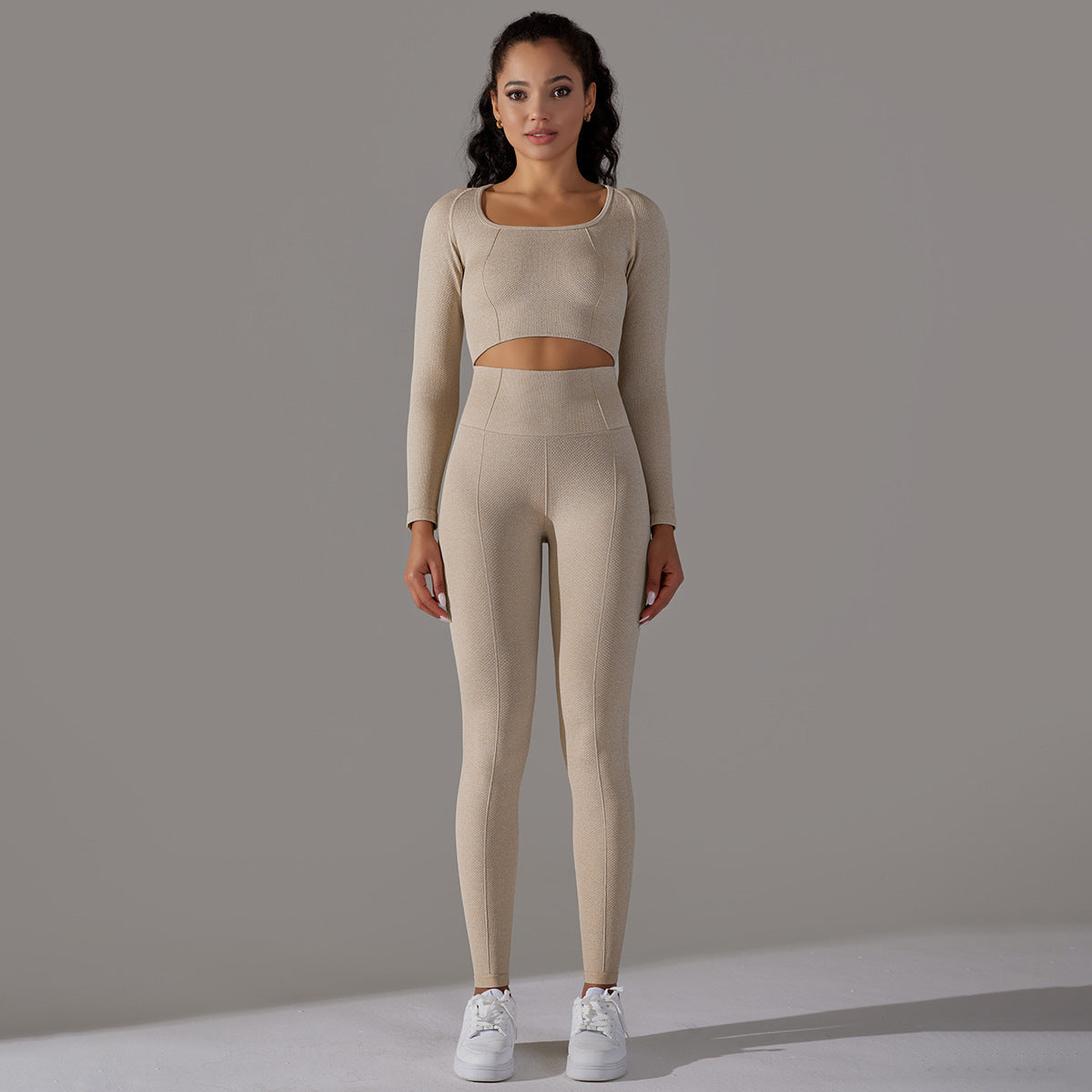 "Knitted Polka Dot Jacquard High Elastic Tight Breathable Yoga Clothes Suit"