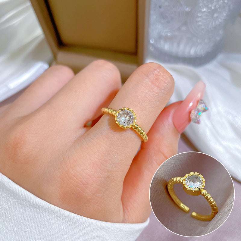 "Elegant High-Grade Zircon Ring for Women – Adjustable & Luxurious Design"