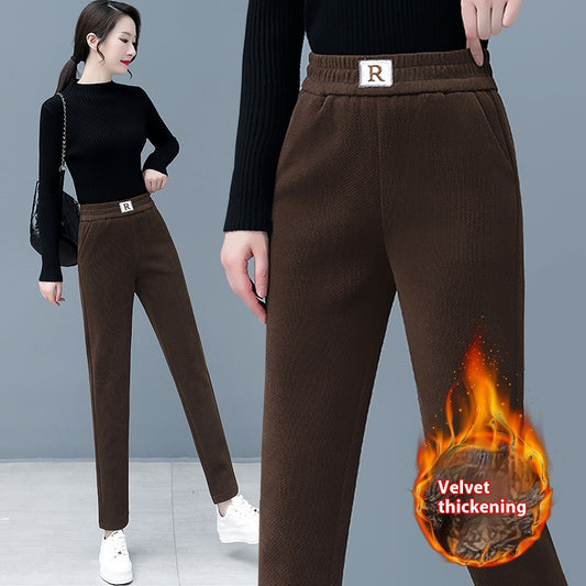 "Warm Velvet Padded Thickened Bejirog Casual High Waist Slimming Skinny Pants – Winter Essential for Women"