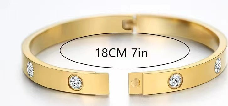 Gold Bracelets For Women 14K Gold Plated Friendship Love Bangle Bracelets Cubic Zirconia Stainless Steel Bracelet Jewelry, Christmas, Valentine and Graduation Gift For Women or Teen Girls.