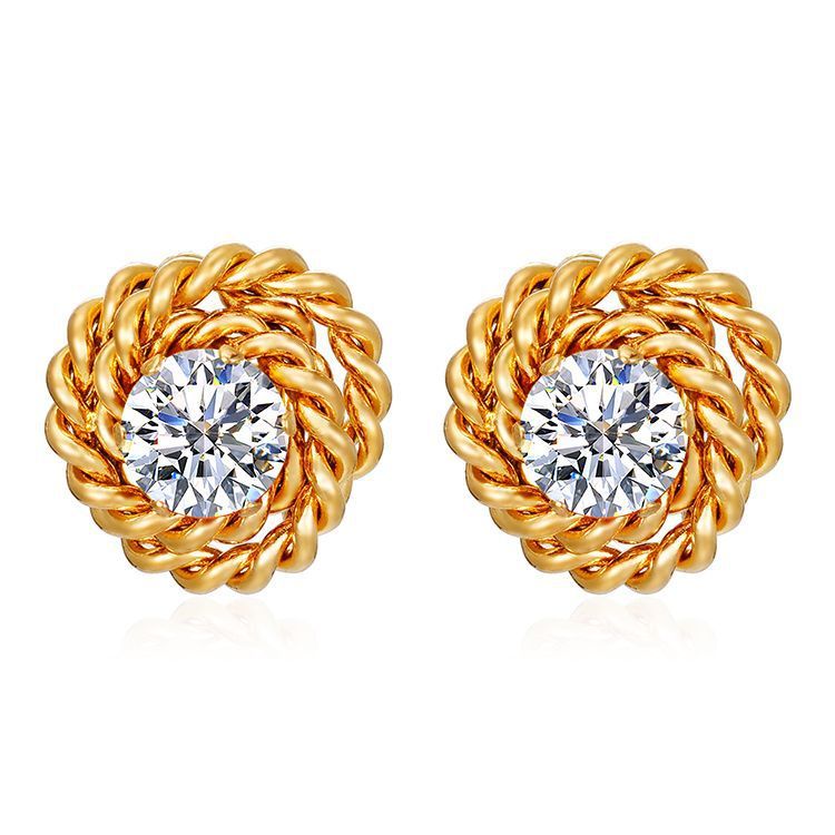 "Retro Trendy Rose Zircon Stud Earrings – Elegant Vintage-Inspired Glamour"