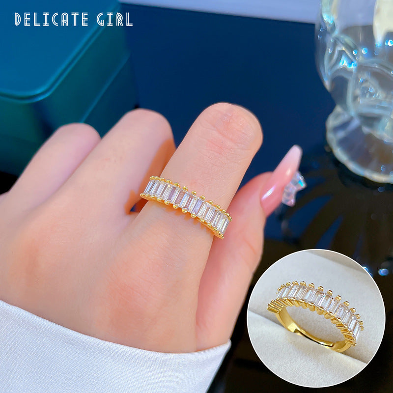 "Elegant High-Grade Zircon Ring for Women – Adjustable & Luxurious Design"