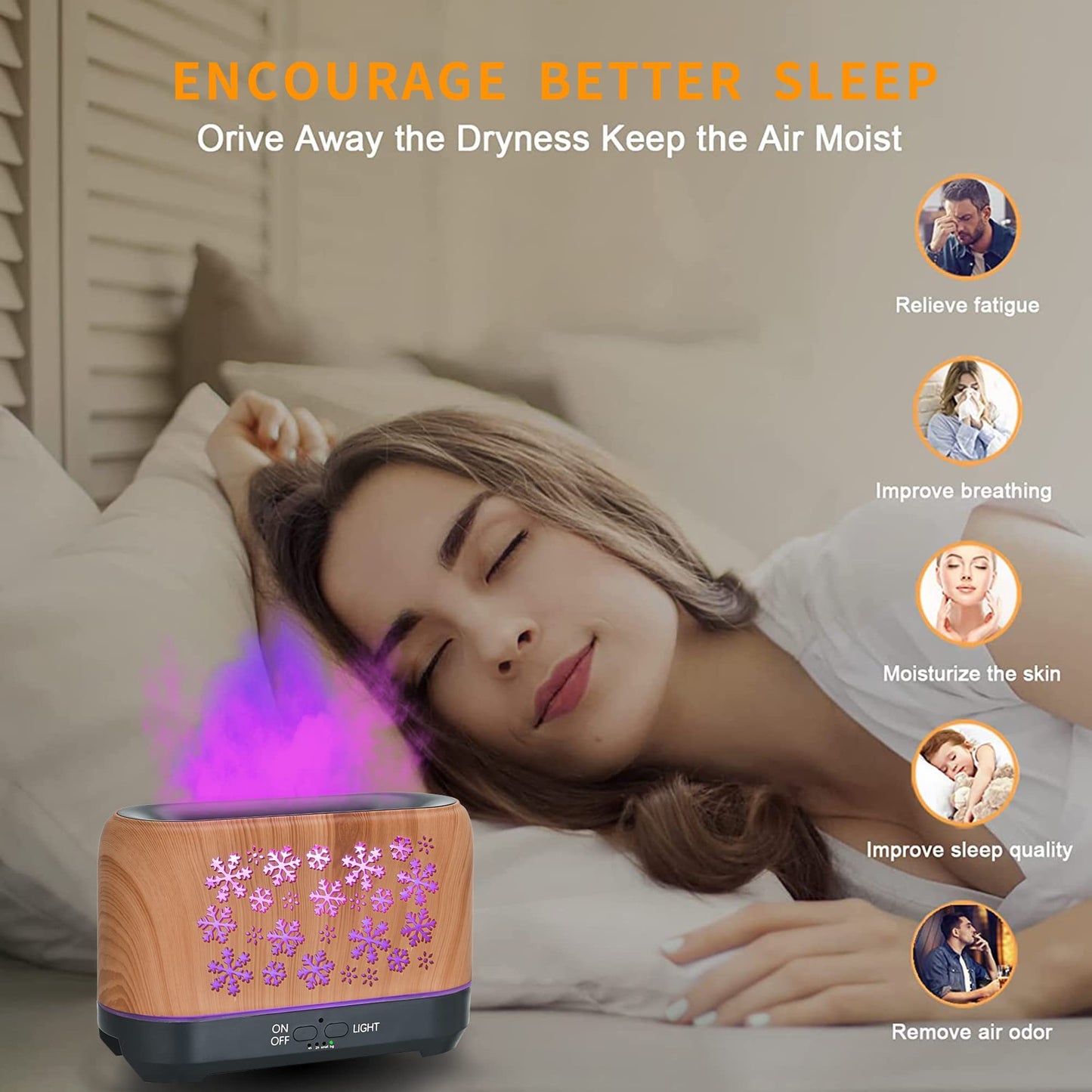 "Christmas Snowflake Pattern Humidifier: Colorful Aromatherapy Diffuser for a Festive Atmosphere"