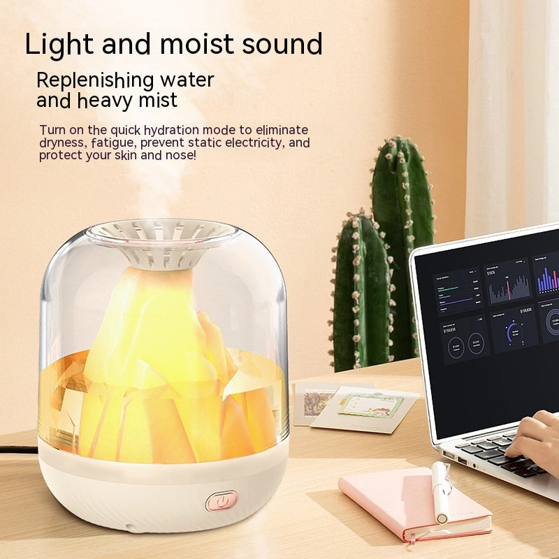 "Household Large Capacity Charging Humidifier: Flame Aroma Diffuser for a Relaxing Ambiance"