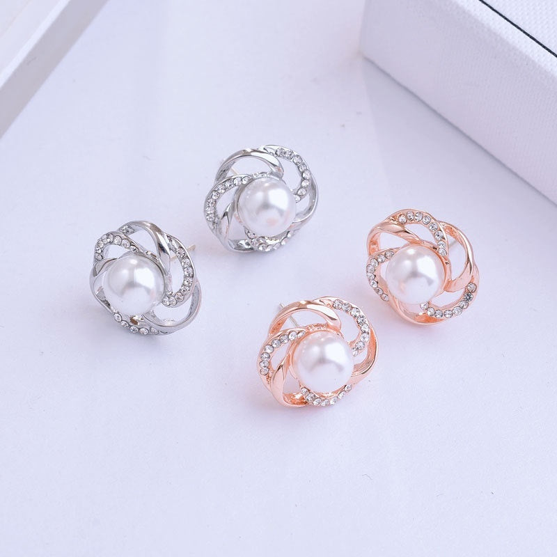 Rose Type Pearl Elegant Ear Studs Temperament Trend