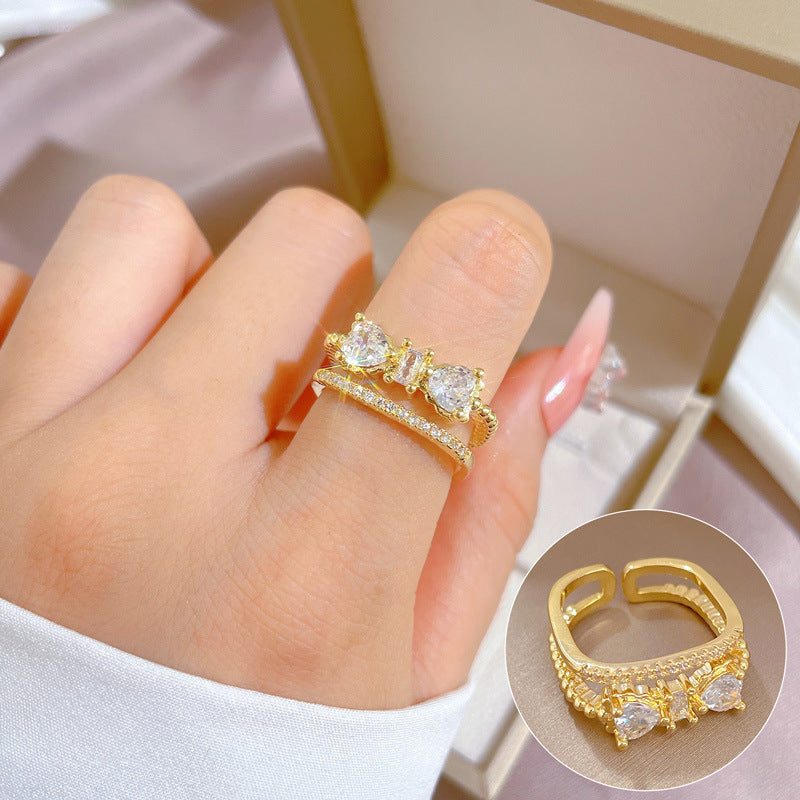 "Elegant High-Grade Zircon Ring for Women – Adjustable & Luxurious Design"