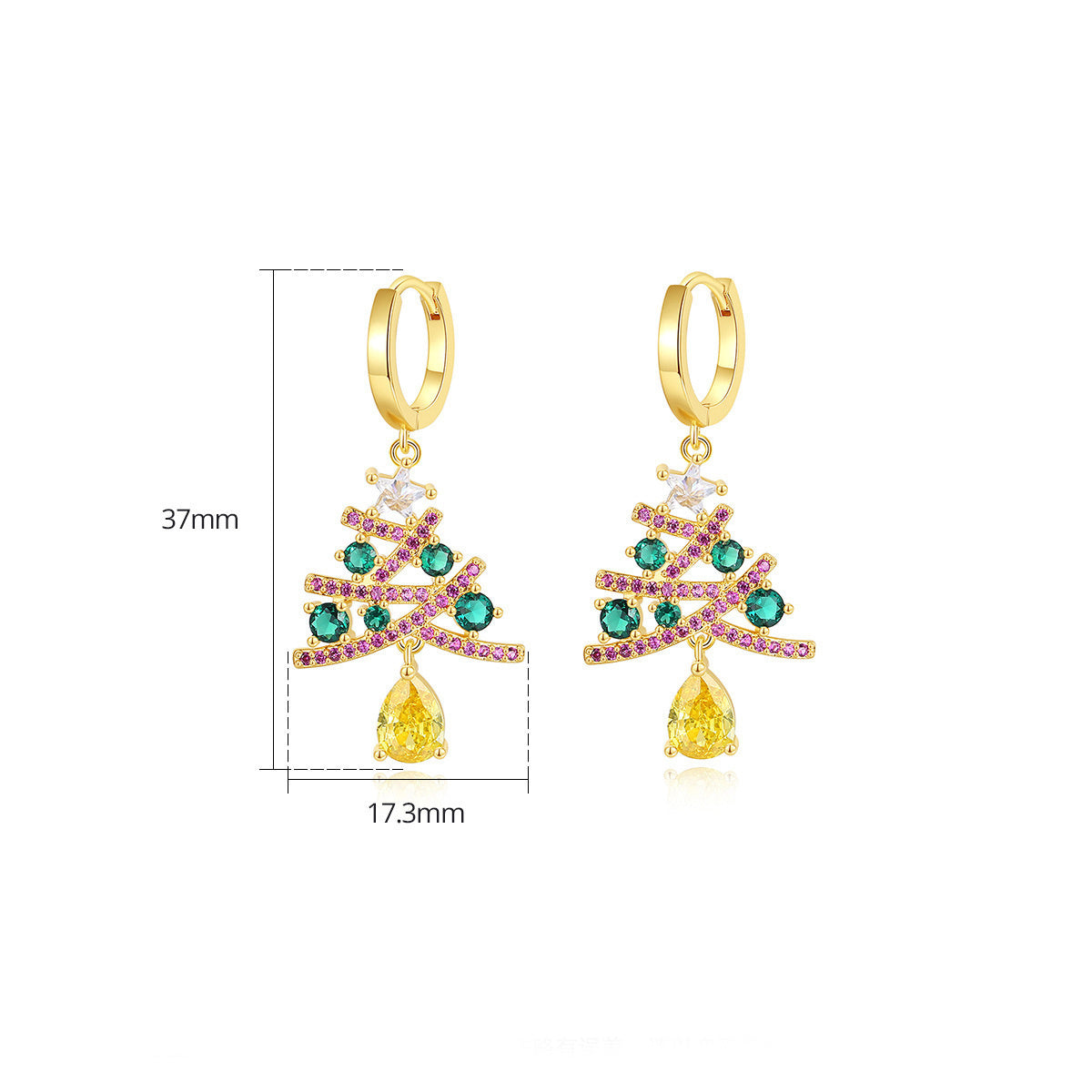 "Festive Christmas Tree Earrings with Colorful Rhinestones – Shining Holiday Jewelry for Women"