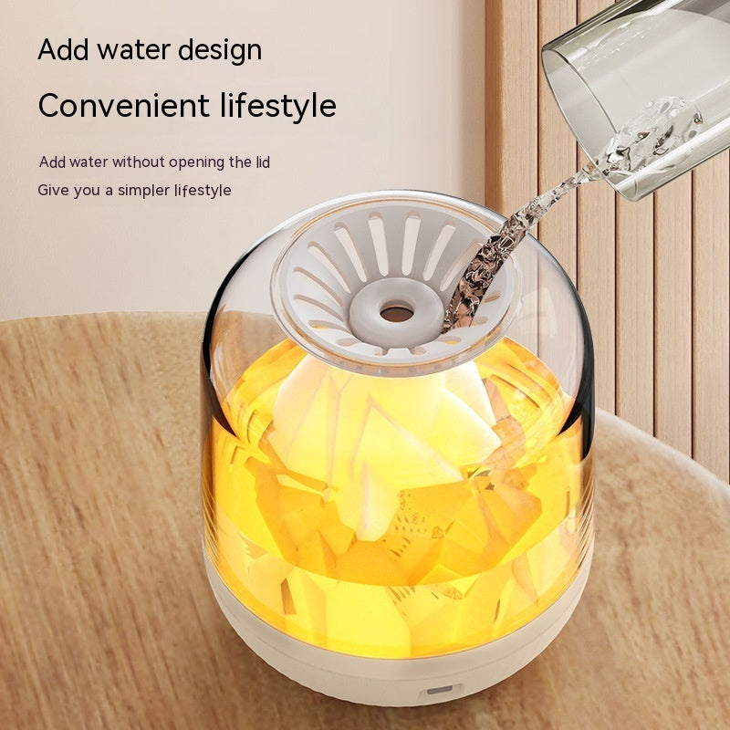 "Household Large Capacity Charging Humidifier: Flame Aroma Diffuser for a Relaxing Ambiance"