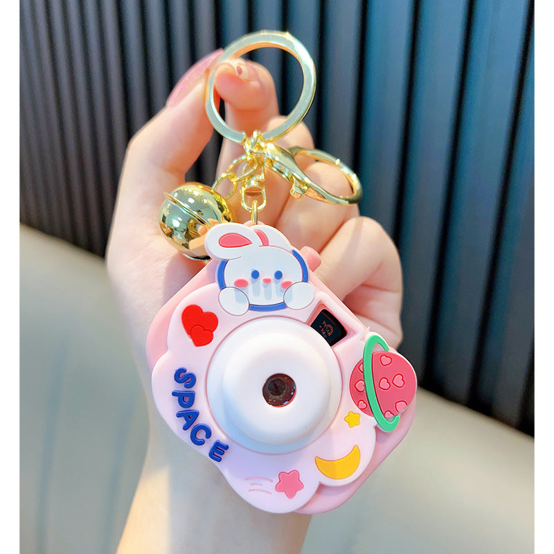 "Bunny Starry Sky Projection Camera-Shaped Keychain Pendant – Adorable and Magical Accessory"