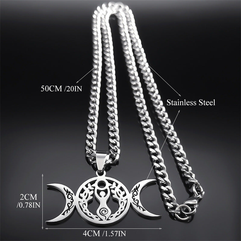 "Triple Moon Celtic Knot Pendant – Stylish Clavicle Necklace for Timeless Elegance"