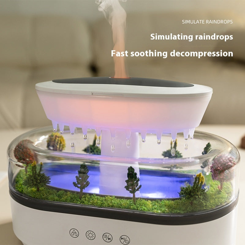 "Micro Landscape Aroma Diffuser: Raindrop Humidifier for a Relaxing Bedroom Atmosphere"