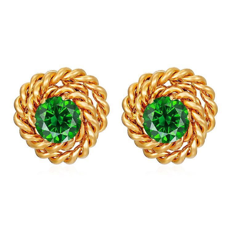 "Retro Trendy Rose Zircon Stud Earrings – Elegant Vintage-Inspired Glamour"