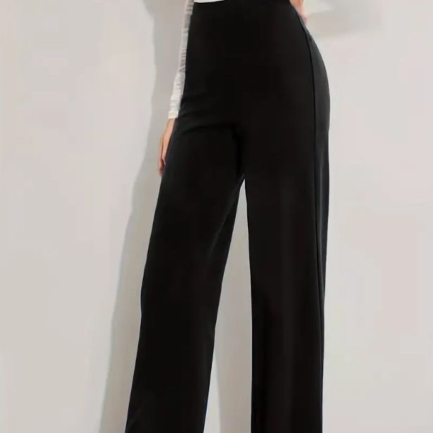 "High Waist Slimming Casual Solid Color Straight-Leg Trousers – Four Seasons Stretch for Effortless Style"