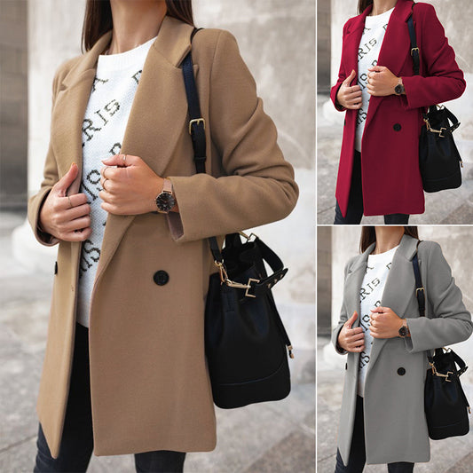 "Elegant Women's Woolen Coat – Cozy and Stylish Outerwear for Fall & Winter"