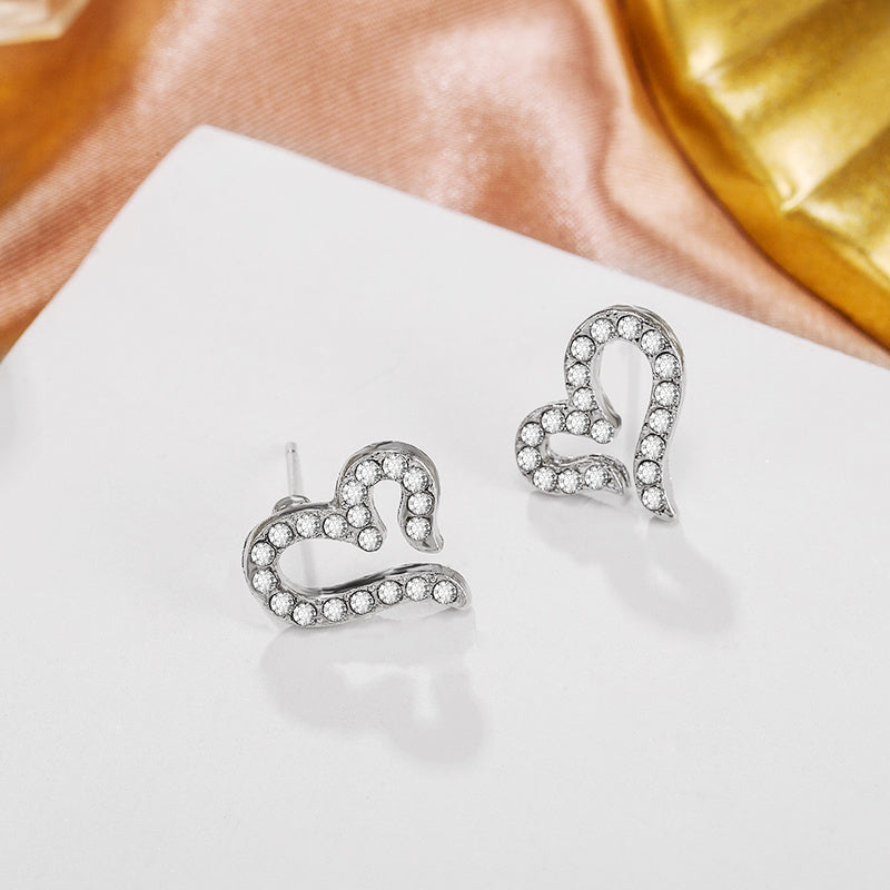 Alloy Geometric Love Diamond Earrings