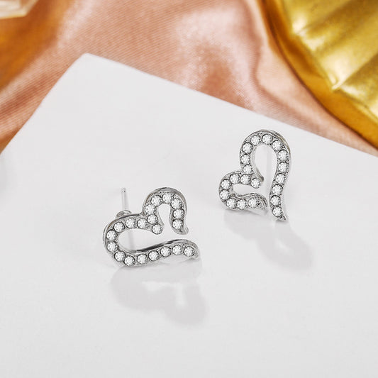 Alloy Geometric Love Diamond Earrings